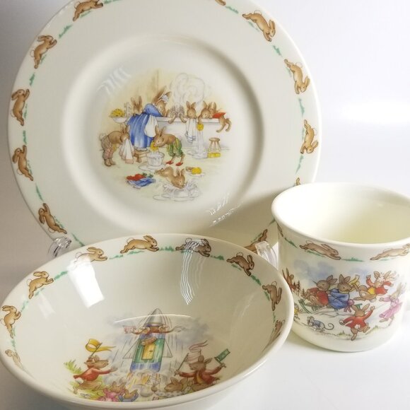 Bunnykins Children’s 3-Pcs Dish Set Bone China Royal Doulton England Collectable - Picture 13 of 16